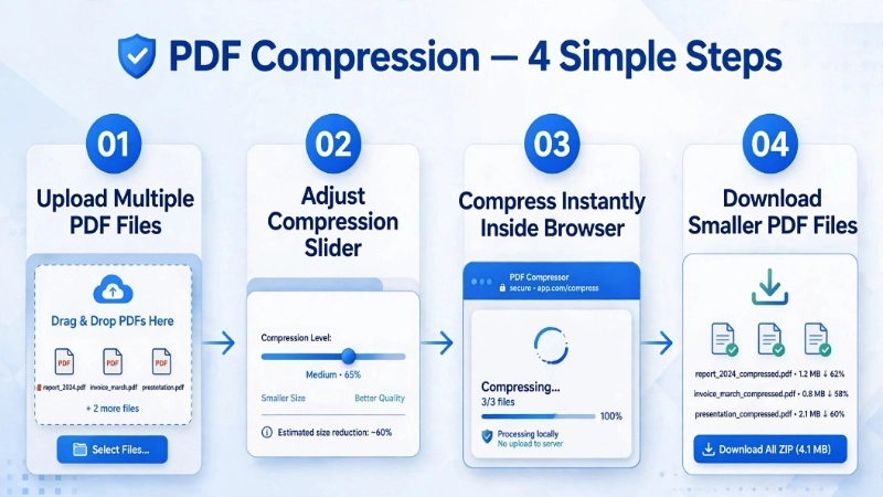 how to pdf file compress workflow steps guide image - pdf file compress workflow process guide image