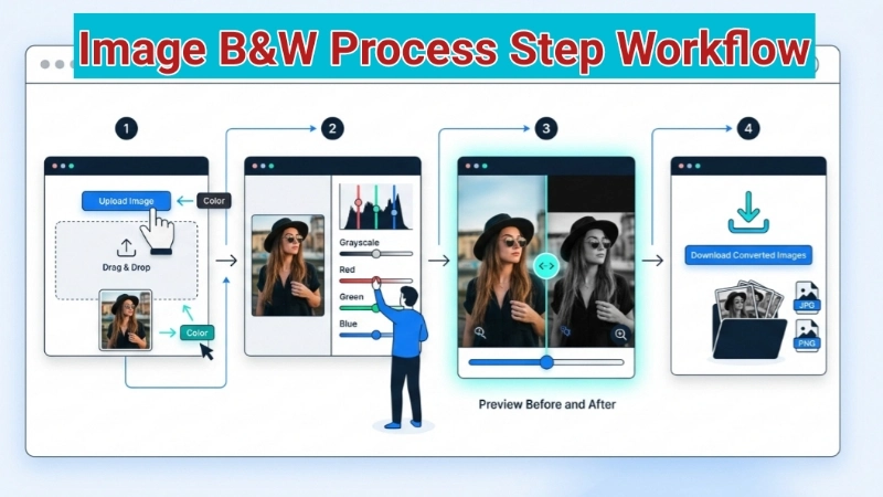 convert images black and white steps workflow - image black white convert workflow