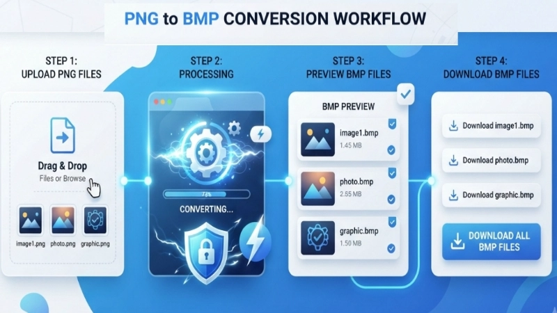 how to convert png to bmp work image | convert png to bmp step workflow