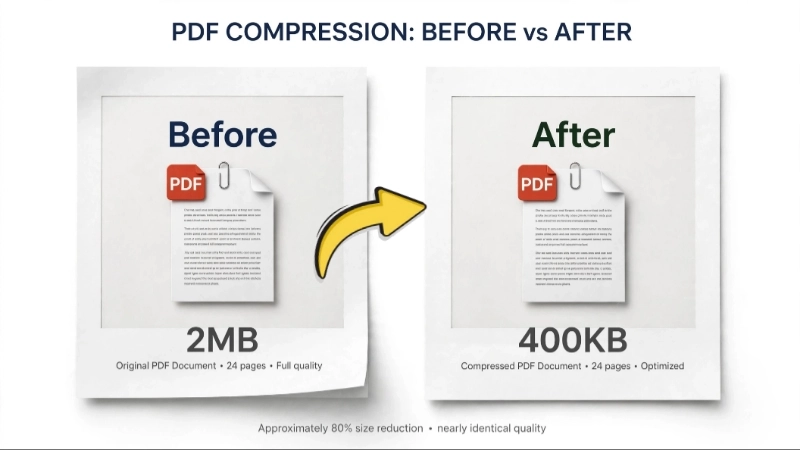pdf file compress before vs after comparison image - compress pdf comparison befor vs after image