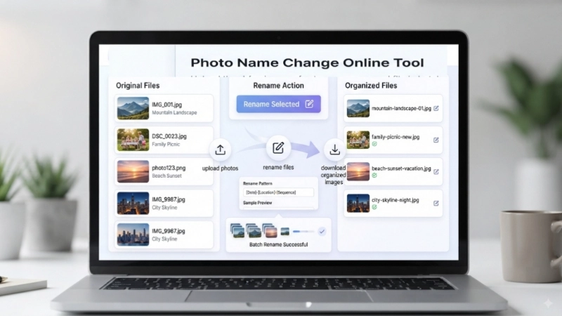 Online photo renaming tool for changing image file names