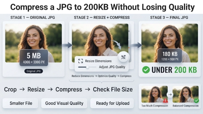 Compress a JPG to 200KB Without Losing Quality Image