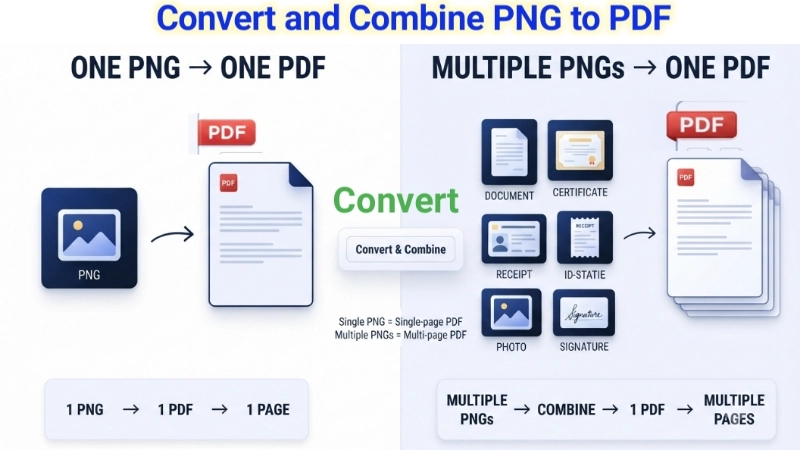 Convert and Combine PNG to PDF Image