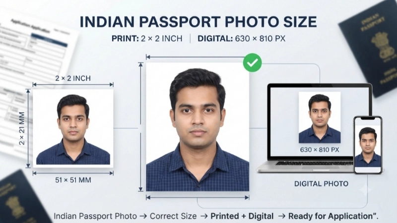 What is the Size of Passport Size Photo in India